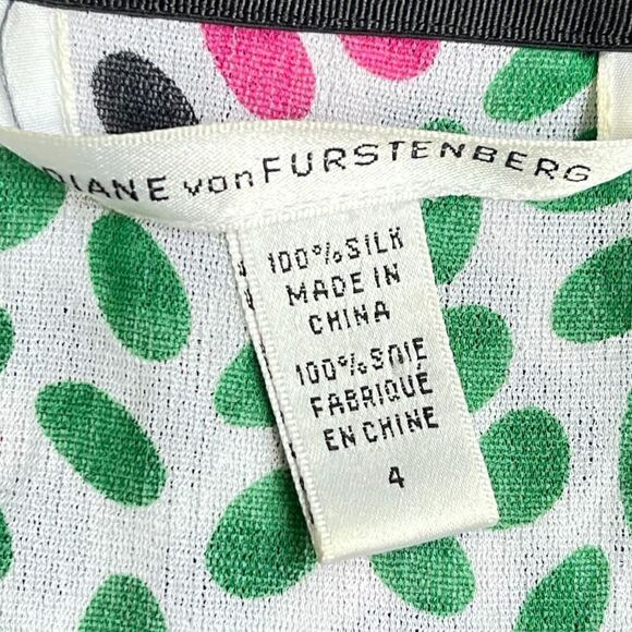 Diane Von Furstenberg 100% Silk Asymmetrical Polka Dot Skirt Size 4 - Picture 4 of 4